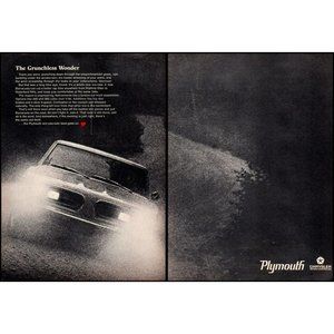 1968 Plymouth Barracuda 2 Page Vintage Print Ad Dirt Road Headlights Wall Art